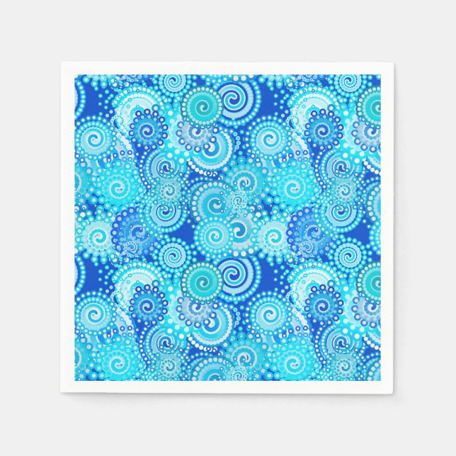 Fractal swirl pattern, cobalt blue napkin (Front)