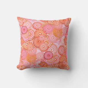 Fractal swirl pattern, coral and pink cushion