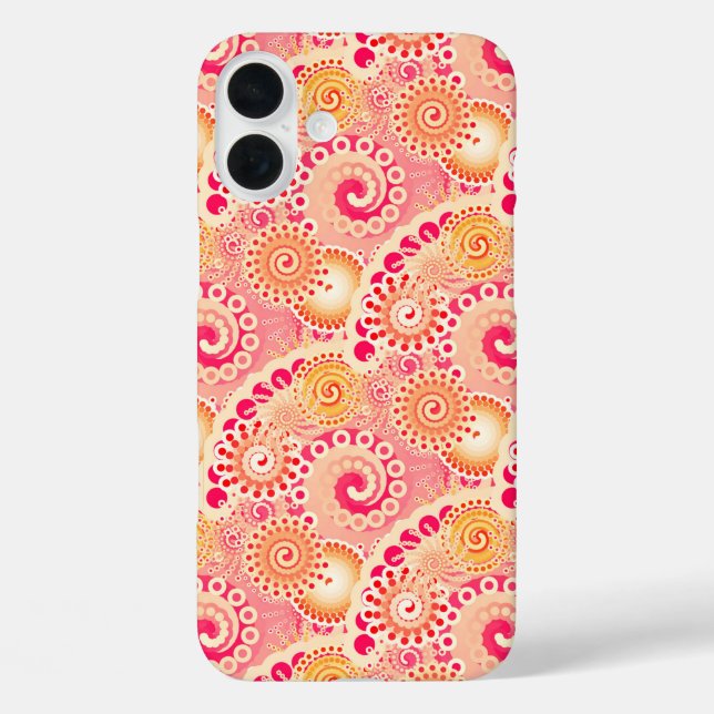 Fractal swirl pattern, coral, peach Case-Mate iPhone case (Back)