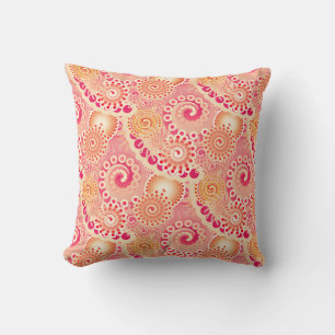 Fractal swirl pattern, coral, peach cushion