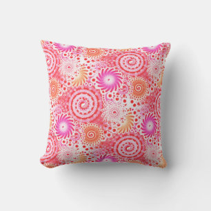 Fractal swirl pattern, coral, pink and cream cushion