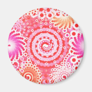 Fractal swirl pattern, coral, pink and cream magnet