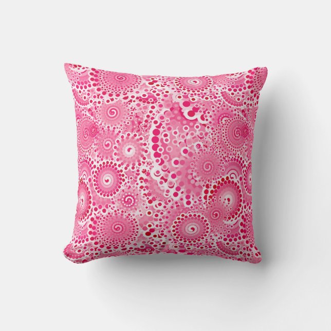 Fractal swirl pattern, deep fuchsia pink cushion (Front)