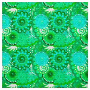 Fractal Swirl pattern, Jade, Turquoise and Aqua Fabric