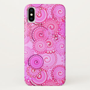 Fractal swirl pattern, pink and fuchsia iPhone x case