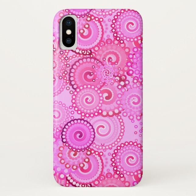 Fractal swirl pattern, pink and fuchsia Case-Mate iPhone case (Back)