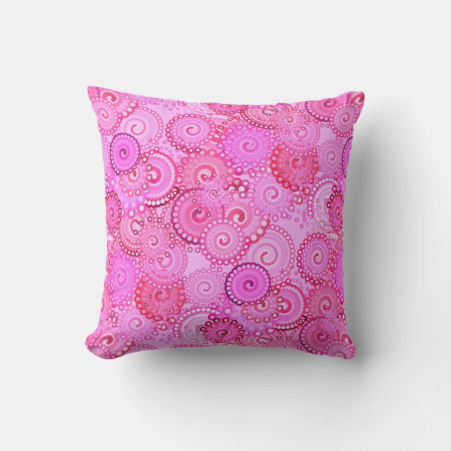 Fractal swirl pattern, pink and fuchsia cushion (Front)