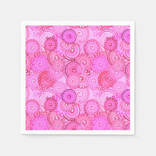 Fractal swirl pattern, pink and fuchsia napkin