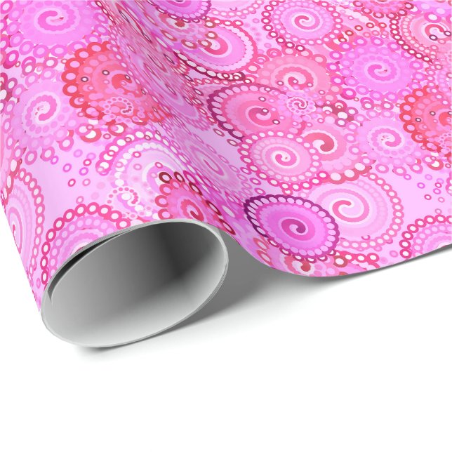 Fractal swirl pattern, pink and fuchsia wrapping paper (Roll Corner)