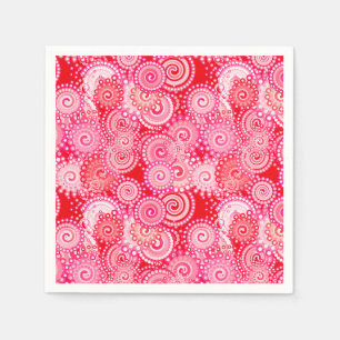 Fractal swirl pattern, red and hot pink napkin