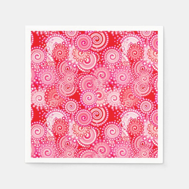 Fractal swirl pattern, red and hot pink napkin (Front)