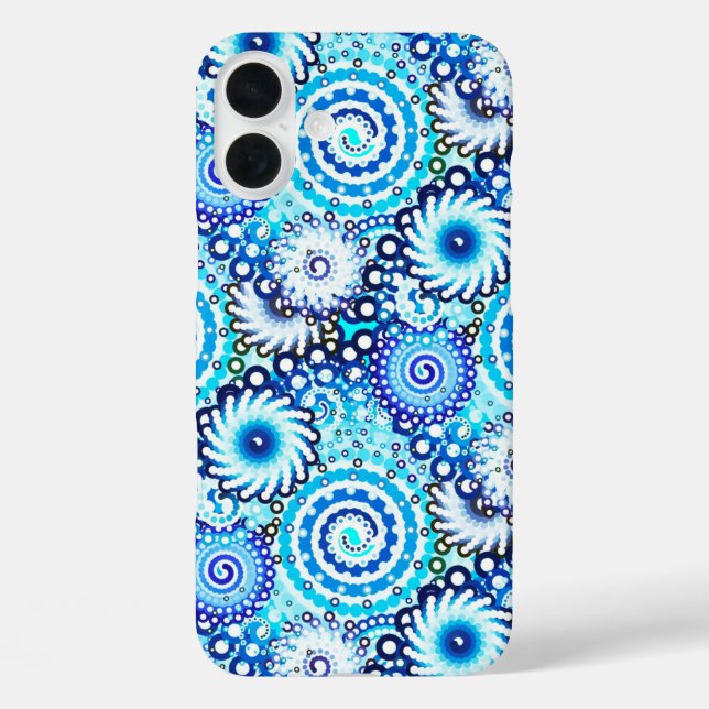 Fractal swirl pattern, shades of blue Case-Mate iPhone case (Back)