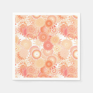 Fractal swirl pattern, shades of coral and peach napkin