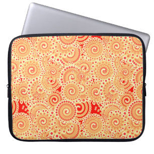 Fractal swirl pattern, shades of coral orange laptop sleeve