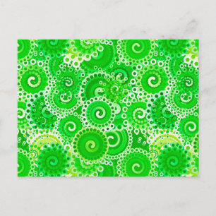 Fractal swirl pattern, shades of emerald green postcard