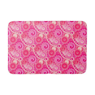 Fractal swirl pattern, shades of fuchsia pink bath mat