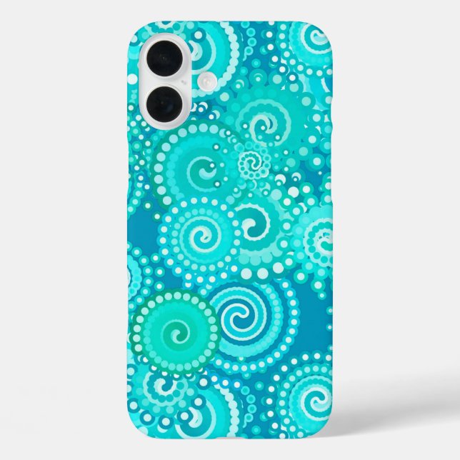 Fractal swirl pattern, shades of ocean blue Case-Mate iPhone case (Back)