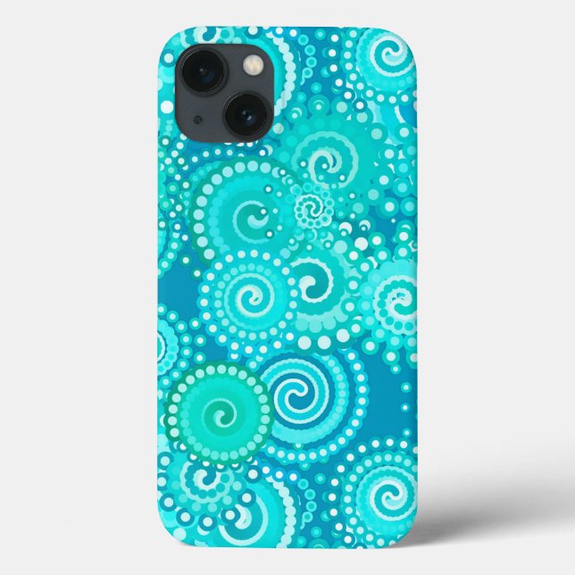 Fractal swirl pattern, shades of ocean blue Case-Mate iPhone case (Back)