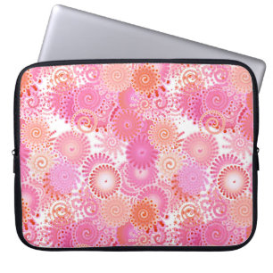Fractal swirl pattern, shades of pink and coral laptop sleeve