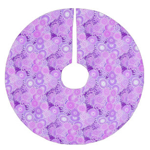 Fractal swirl pattern, shades of purple brushed polyester tree skirt