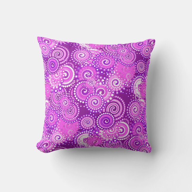 Fractal swirl pattern, shades of purple cushion (Front)
