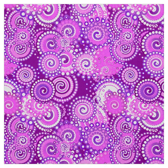 Fractal swirl pattern, shades of purple fabric (Swatch)
