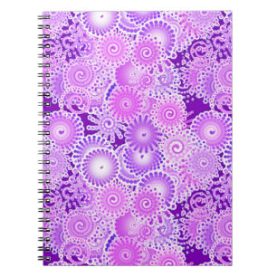 Fractal swirl pattern, shades of purple notebook