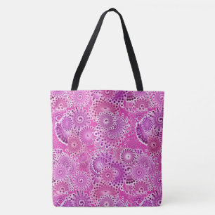 Fractal swirl pattern, shades of purple tote bag