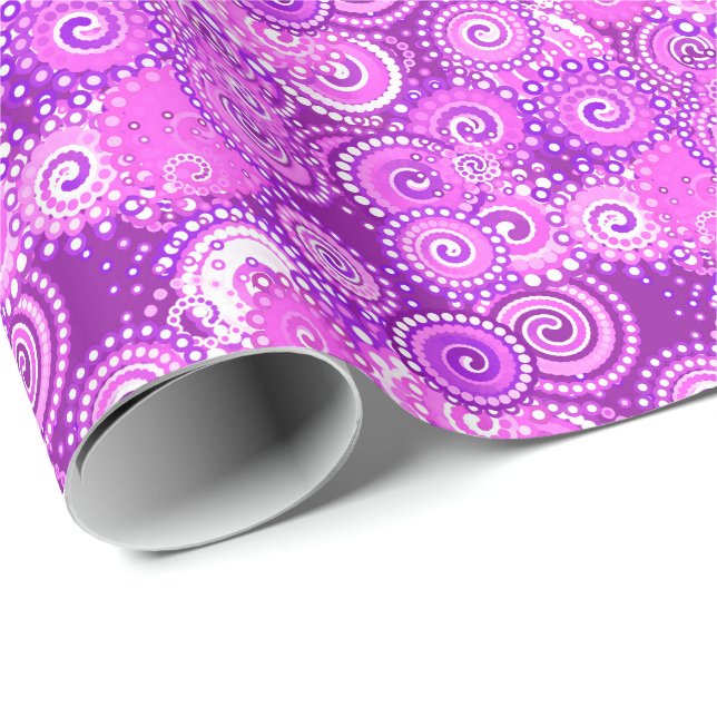 Fractal swirl pattern, shades of purple wrapping paper (Roll Corner)