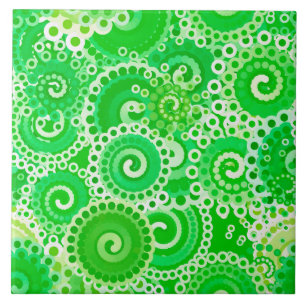 Fractal swirl pattern, shades of spring green tile