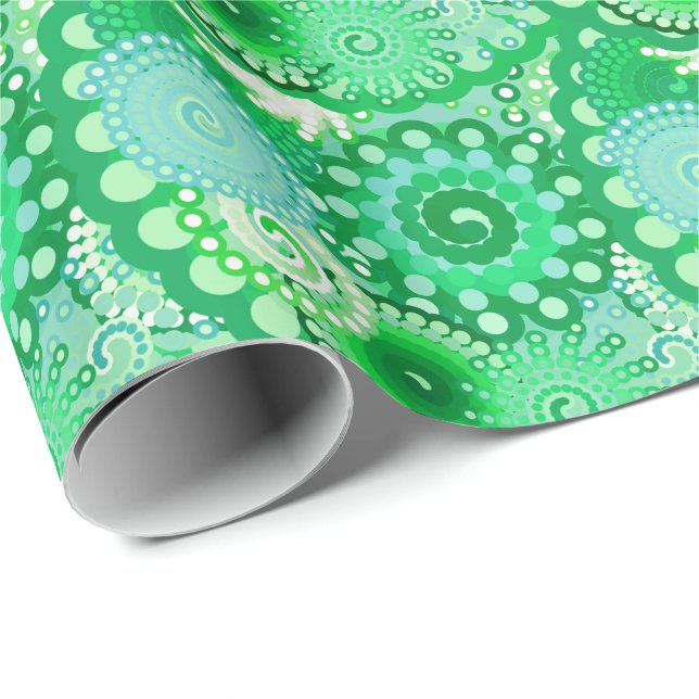Fractal swirl pattern, turquoise, aqua, jade wrapping paper (Roll Corner)