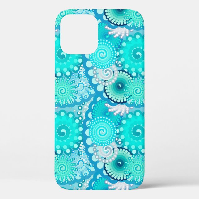 Fractal swirl pattern, turquoise, green, blue Case-Mate iPhone case (Back)