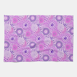 Fractal swirl pattern, violet, orchid tea towel