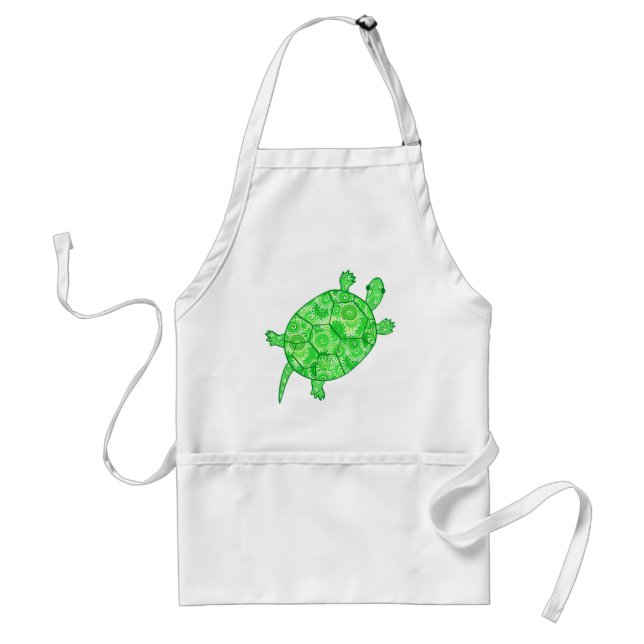 Fractal swirl turtle - lime and emerald green standard apron (Front)