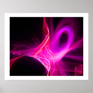 FRACTAL SWIRLS IN FUCHSIA PINK PURPLE Abstract Poster