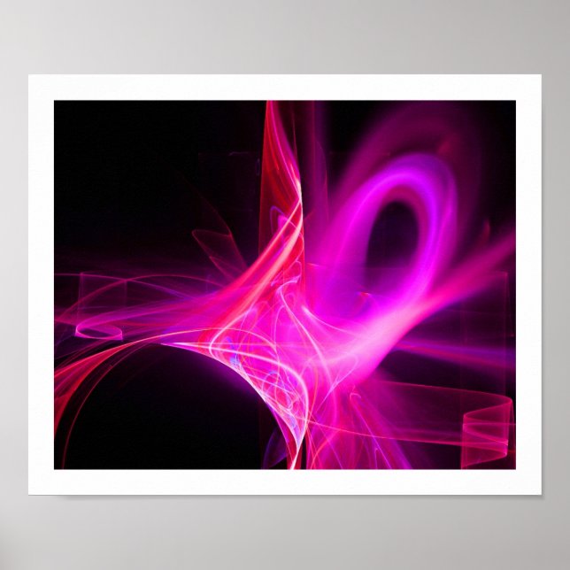 FRACTAL SWIRLS IN FUCHSIA PINK PURPLE Abstract Poster (Front)