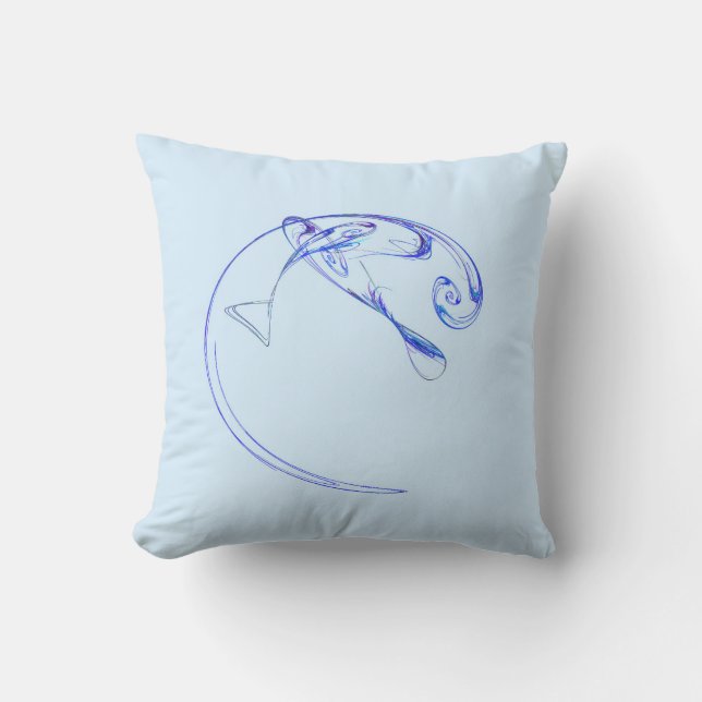 Fractal - Three Blue Fish Cushion (Front)