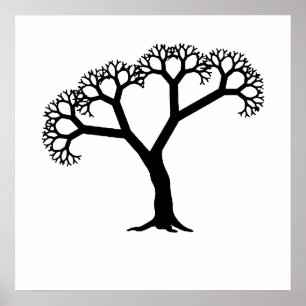 Fractal Tree Black Poster