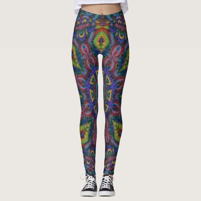 Fractal ~ Trippy Hippy Leggings (Front)