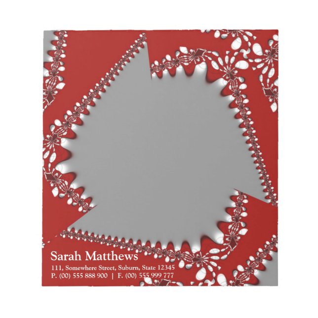 Fractal Twist Red+Silver Custom Notepad (Front)