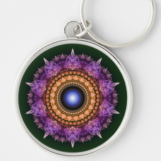 Fractal violet crystal pattern key ring (Front)