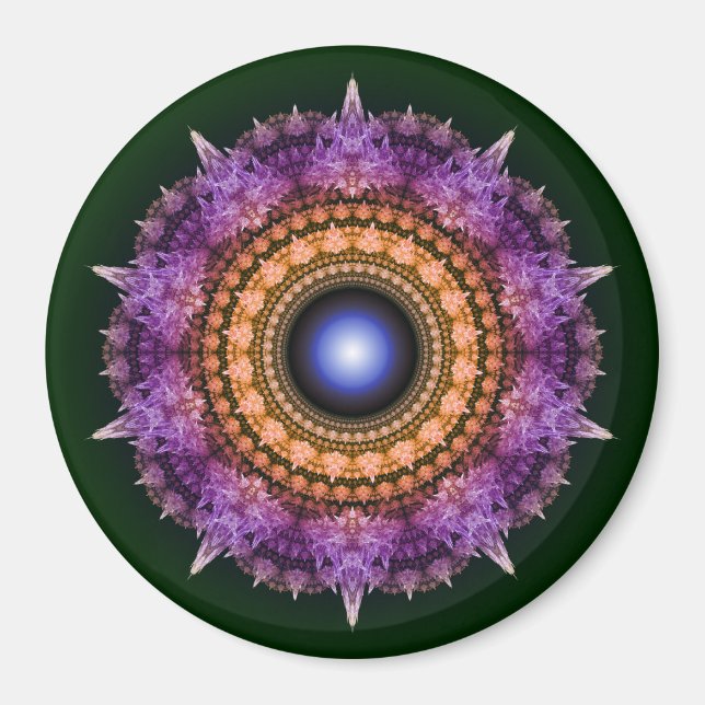 Fractal violet crystal pattern magnet (Front)