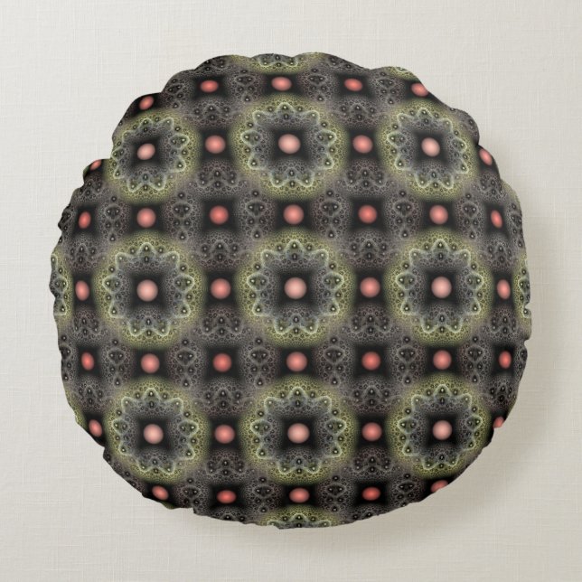 Fractal visual harmonic pattern round cushion (Front)
