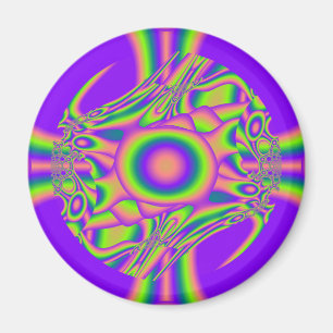 Fractal Warp Purple Green Psychedelic Magnet