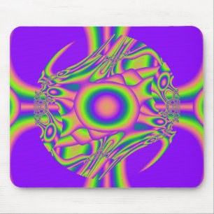 Fractal Warp Purple Green Psychedelic Mouse Pad