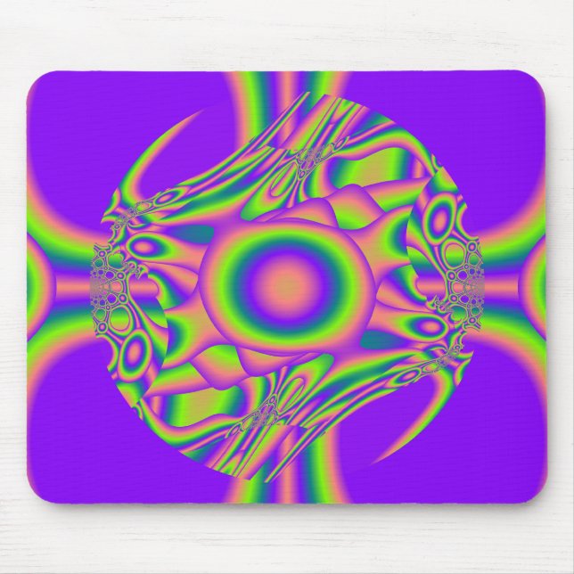 Fractal Warp Purple Green Psychedelic Mouse Pad (Front)