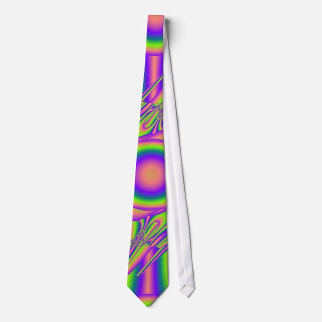 Fractal Warp Purple Green Psychedelic Tie (Front)
