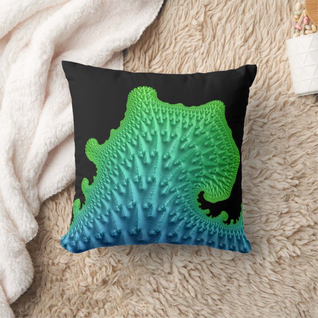 Fractal Wave Artsy Nautical Beach House Cushion (Blanket)