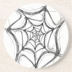 Fractal Web Series-1---Black White Coaster 1 of