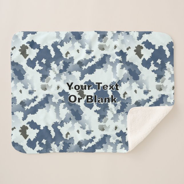 Fractal Winter Camouflage Sherpa Blanket (Front (Horizontal))